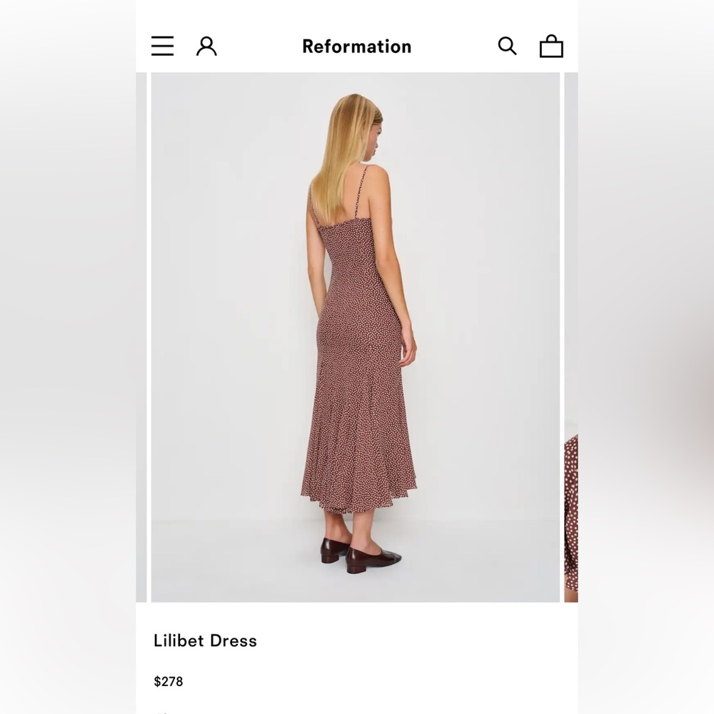 Reformation Brown Patterned Midi Dress - Picture 9 of 10